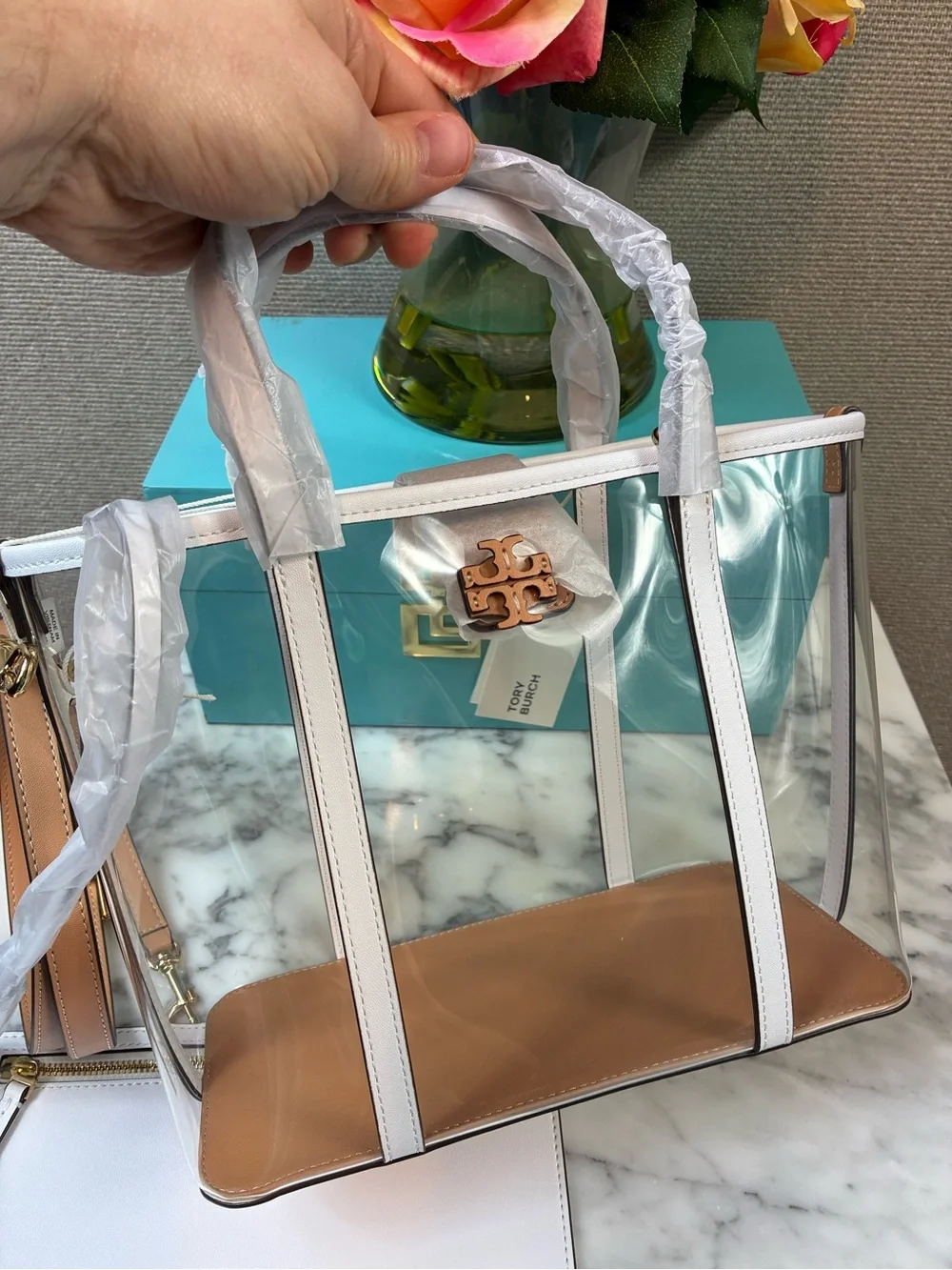 Tory Burch Clear Small Blake Crossbody Tote Bag w/ Pouch - NWT $370 Retail